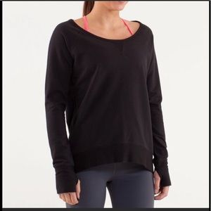 Lululemon Meditate L/S Pullover Sweatshirt High/Low Black French Terry Sz 10